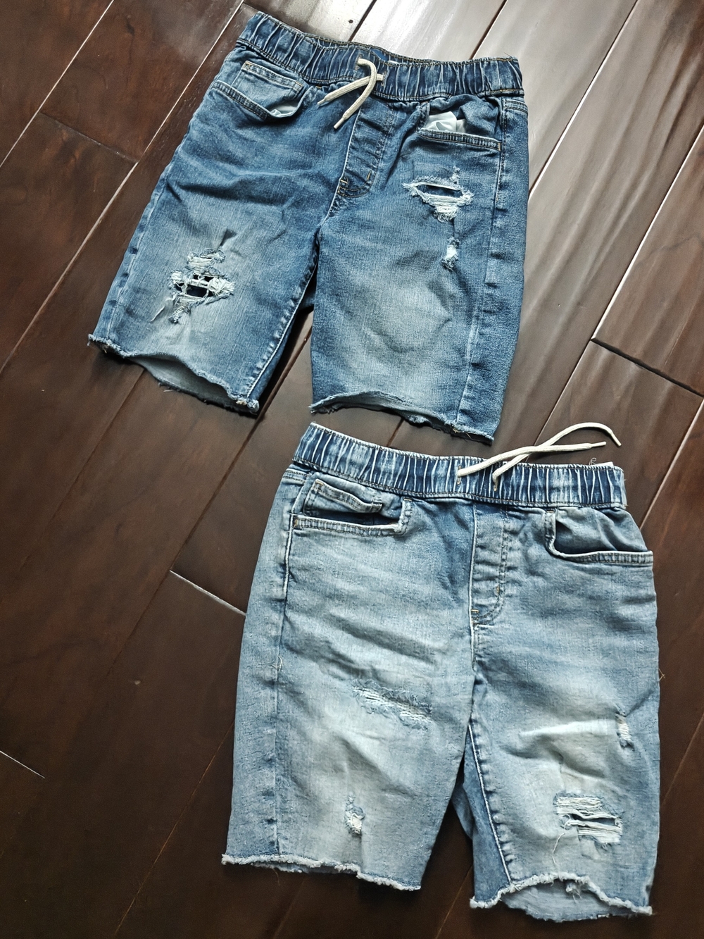 Old Navy Distressed Elastic Waist Denim Shorts - Light Blue (2 Pair)